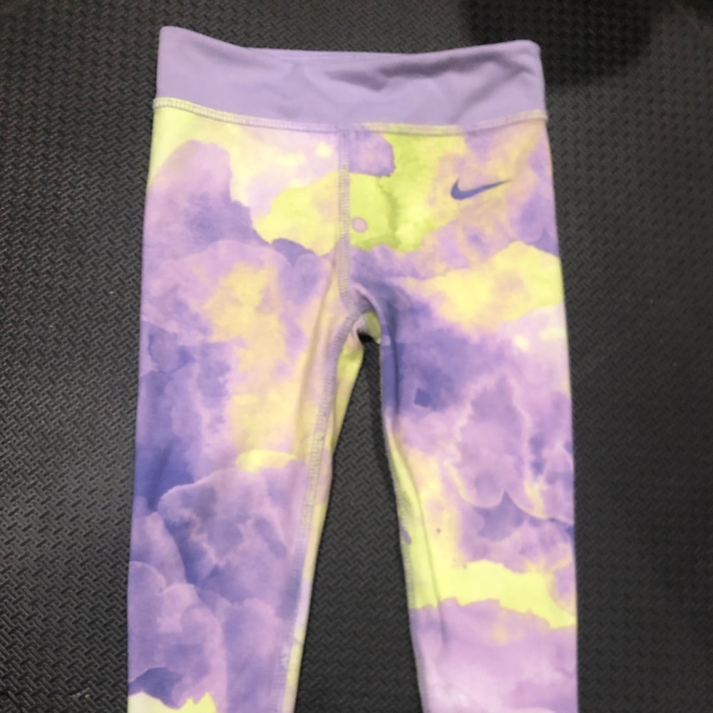 NWT Nike Dri fit purple green tie dye leggings